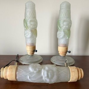 RARE Art Deco Boudoir Lamps w/Headboard Lamp